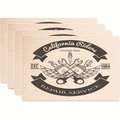 Set of 4 beige heat-resistant table mats with vintage motorcycle repair service print - California Riders Repair Style (zd25)