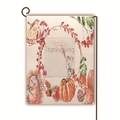 Detailed close-up of a linen Thanksgiving garden flag with watercolor pumpkin and animal design - Thanksgiving Animals Pumpkin Happy Thanksgiving (6) / 45*30cm