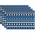 Navy blue Christmas placemats set of 4 with white snowflake and reindeer stripe patterns - Dark Blue Base Painted Snowflake Style (Style 25)