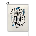 Linen garden flag with Happy Father's Day text and blue bowtie patterns on metal stand - Mustache Tie Pipe Style (1)