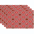 Set of 4 Christmas placemats with red reindeer and green tree patterns for table decor - Red White Green Christmas Classic Trio Style (Style 26)