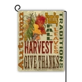 Close-up detail of autumn garden flag featuring maple leaves and acorns on a metal stand - Autumn Harvest Vintage Maple Acorn Style (6)