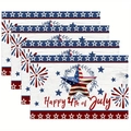 Lot de 4 sets de table pour le Jour de l'Indépendance avec étoiles et rayures - Étoiles Happy 4th of July (41) / 30*45cm (Lin)
