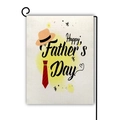 Happy Father's Day linen garden flag with hat and tie graphics on metal stand - Brown Hat Red Tie Style (2)