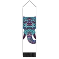 Bohemian tapestry banner with colorful elephant mandala print and black tassels - 32.5x130cm / Style-5 (Purple & Pink Bohemian Elephant)