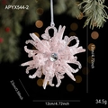 Pink glitter snowflake ornament with central rhinestone and silver cord for Christmas decor - Snowflake Style