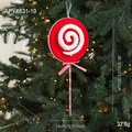 Décoration de Noël en velours rouge et blanc en forme de sucette avec spirales pailletées - Sucette Spirale Disque Rouge (APYX631-10)