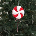 Décoration de Noël sucette rouge et blanche en velours avec un ruban rouge élégant - Très Grand Bonbon Tourbillon (APYX631-11)