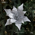 29cm silver artificial Christmas poinsettia flower with glitter for wreath decoration - Silver