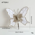 White fabric butterfly Christmas clip with gold glitter trim and silver sequins, 18x14cm - White Butterfly