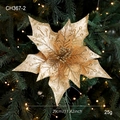 Champagne gold 29cm sequined artificial poinsettia flower for Christmas tree decor - Gold
