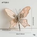Pink velvet butterfly clip with glitter and beads for Christmas tree decoration - Champagne Butterfly