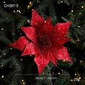 29cm Red sequined artificial Christmas poinsettia flower for festive tree decoration - Red