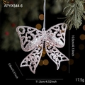 Pink glitter bow Christmas ornament with hollow carved pattern for tree decoration - Bowknot Style