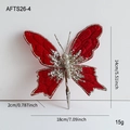 Red velvet Christmas bow clip with glitter and beads detail, 18x14cm large size - Red Butterfly