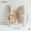 Champagne velvet butterfly clip with glitter mesh and silver beads for Christmas tree - Gold Butterfly