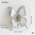 White and gold glitter butterfly clip ornament 18x20cm for Christmas tree decoration - White Butterfly