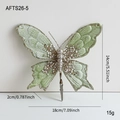 Hellgrüner beflockter Schmetterling-Clip mit Glitzer und Perlen, Größe 18x14cm - Grüner Schmetterling