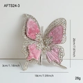 Pink velvet butterfly ornament with gold sequins and clip for Christmas tree decoration - Pink Butterfly
