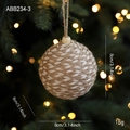 Christmas tree hanging ball made of woven jute rope with wood bead and 8cm diameter - 8CM Brown Interwoven Style (ABB234-3)