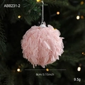 Pink plush feather foam ball ornament for Christmas tree hanging decoration, 8cm diameter - 8cm / Pink Mesh Tulle Petal Style (ABB231-2)