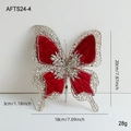 Red velvet butterfly Christmas tree ornament with gold glitter wings and clip - Red Butterfly