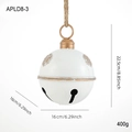 White vintage metal Christmas bell with golden snowflake relief and hemp rope hanger - White