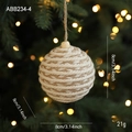 Christmas 8cm rustic twine wrapped ball ornament with wooden bead and hanging loop - 8CM Two-Tone Spiral Style (ABB234-4)
