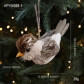 Uccello decorativo in paglia intrecciata con glitter e corda di canapa per Natale - Passero