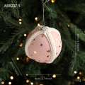 Pallina di Natale rosa 8cm con stelle dorate e corda su un albero festivo - Rosa