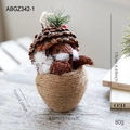 Riccio decorativo in pigna artigianale con fibre naturali e bacche rosse, 17 cm - Stile Scoiattolo Marrone