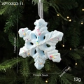 Pink Christmas snowflake ornament with blue foam base and colorful glitter accents - Blue Snowflake