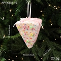 Pink macaron cake slice Christmas ornament with colorful sprinkles and ribbon bow - Pink Cake