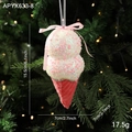 Pink and white ice cream shaped Christmas ornament with sequins and a silk bow - Pink Ice Cream