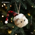 Igel Weihnachtsanhänger aus Stroh mit karierter Mütze für den Tannenbaum Dekoration - Igel mit Hut