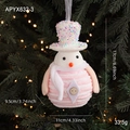 Pink cartoon snowman ornament with polka dot top hat for Christmas tree hanging decoration - Snowman