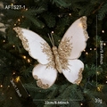 Crèmekleurige fluwelen vlinder met gouden pailletten voor kerstboomdecoratie 24cm - Witte Vlinder