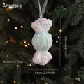Mint green Christmas candy ornament with colorful beads and silk ribbon, 13.5cm height - Green Candy Style
