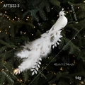 Elegant 40cm white artificial peacock ornament with sequins for Christmas tree decor - White