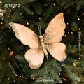Champagnegouden stoffen vlinder kerstboomversiering met glitter en afmetingen op de foto - Goud Vlinder