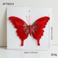 Fiocco di velluto rosso da 20cm con paillettes per decorazione dell'albero di Natale - Farfalla Rossa