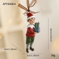 Elf figure Christmas tree ornament wearing red hat and holding glittery gift boxes - Gift Giving Elf