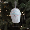 Pink cupcake Christmas tree ornament with glitter beads and a white hanging ribbon - Blue Cupcake Style
