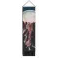 Detailed view of jellyfish tapestry with vibrant tentacles and black decorative tassels - 32.5x130cm / Bioluminescent Colorful Jellyfish (Style-7)