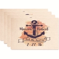 Set of four beige sailboat anchor themed placemats with custom maritime wedding print - Wedding Anniversary Custom Style (zd27)