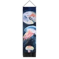 Detail of a dreamy jellyfish tapestry with glowing moon and stars and bottom fringe - 32.5x130cm / Moon & Starry Jellyfish (Style-6)