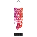 Vertical Bohemian elephant tapestry with purple-orange gradient mandala and black tassels - 32.5x130cm / Style-6 (Purple & Orange Gradient Elephant)