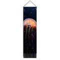 Vertical jellyfish wall tapestry with starry ocean background and black tassel fringe - 32.5x130cm / Orange-Red Starry Jellyfish (Style-4)