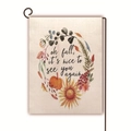 Linen garden flag with autumn pumpkin wreath and Oh Fall It's Nice to See You text - Autumn Wreath Oh Fall It's Nice To See You Again (8) / 45*30cm