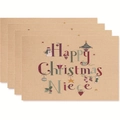 Set of 4 Happy Christmas Niece table mats with festive snowman and tree patterns - Style 34